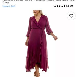 Plus Size Maison Tara Asymmetrical Ruffle Faux Wrap Maxi Dress 16W
